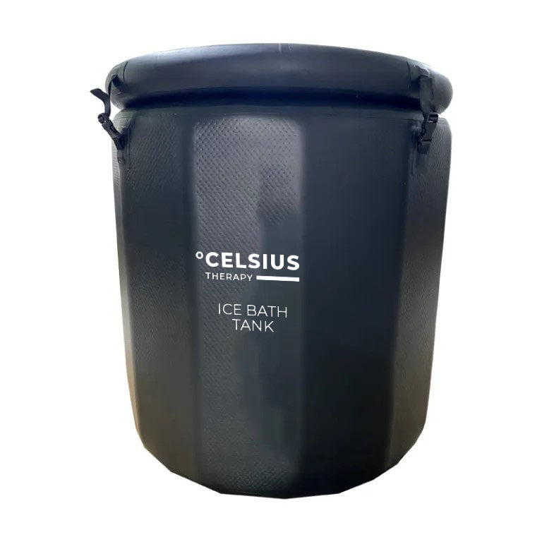 Image of black Ice Bath Tank with Lid fastened on